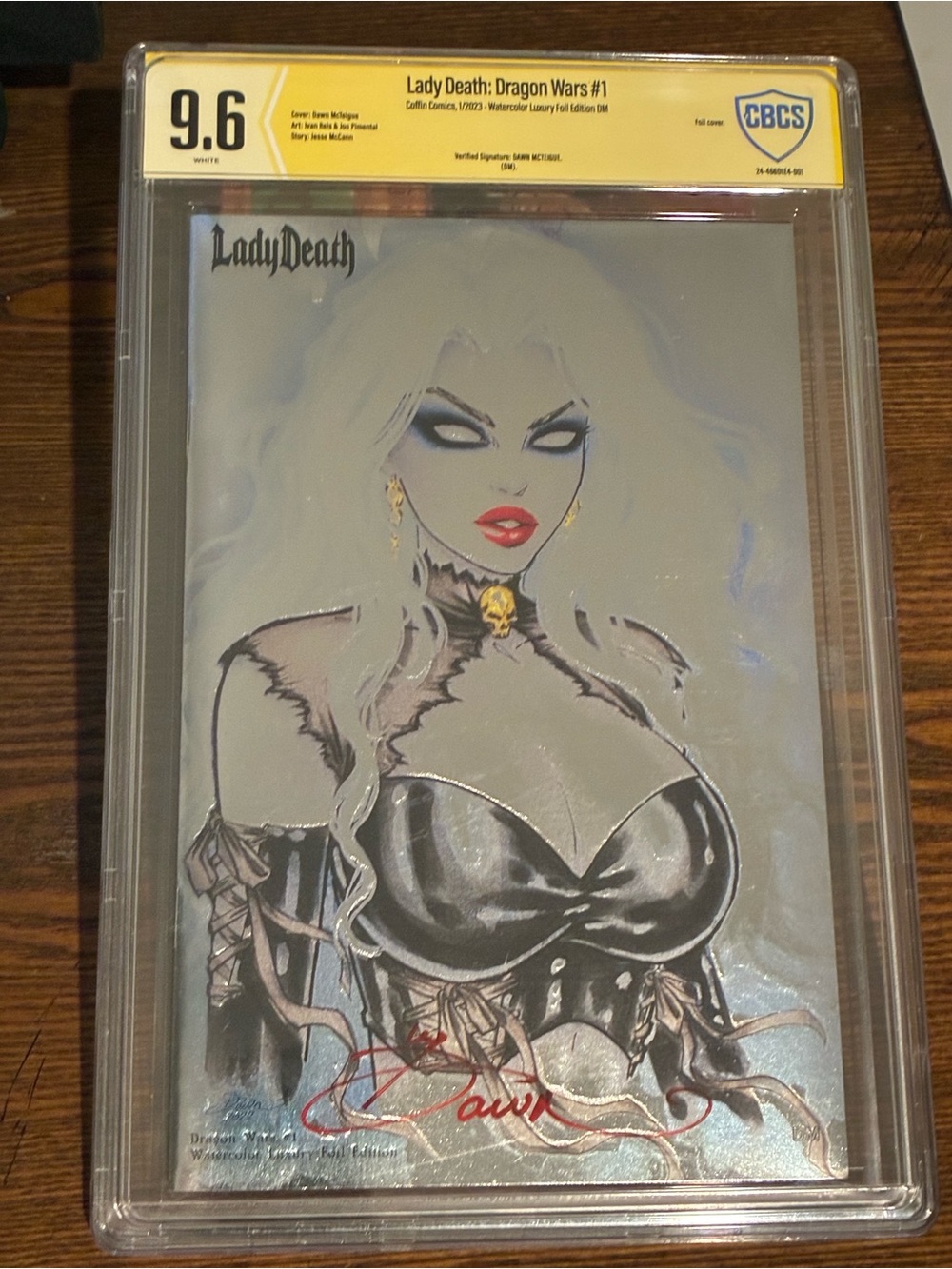 Lady Death Dragon Wars #1 AP Watercolor Foil CBCS 9.6 Signed Dawn McTeigue